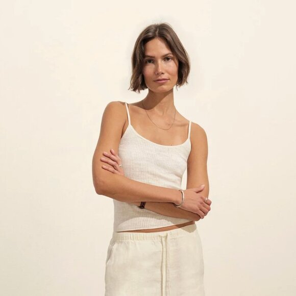 Buck Mason Tops - Buck Mason Coastal Linen Rib Camisole Tank Top White Size M